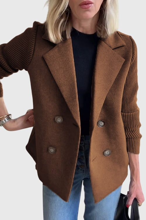 Structured women's double-breasted blazer. Polished elegant outerwear, perfect for a sophisticated look.