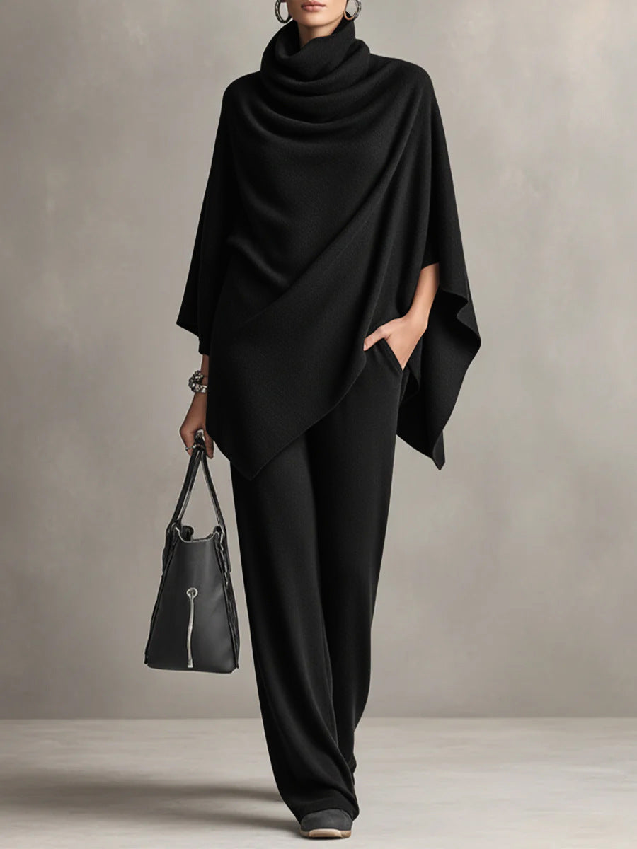 Women's elegant drape two-piece outfit set, perfect for stylish comfort & versatile fashion.
