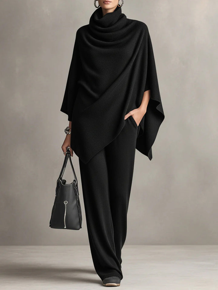 Women's elegant drape two-piece outfit set, perfect for stylish comfort & versatile fashion.
