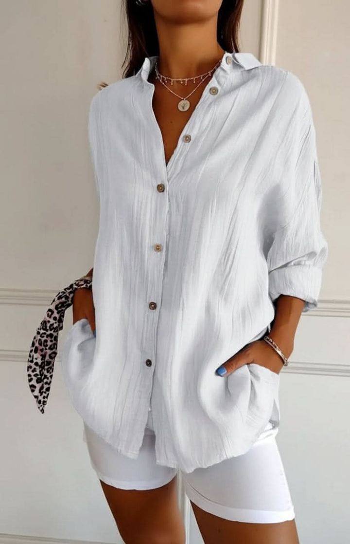 Versatile women's everyday blouse, a polished long sleeve top for ladies casual fashion.