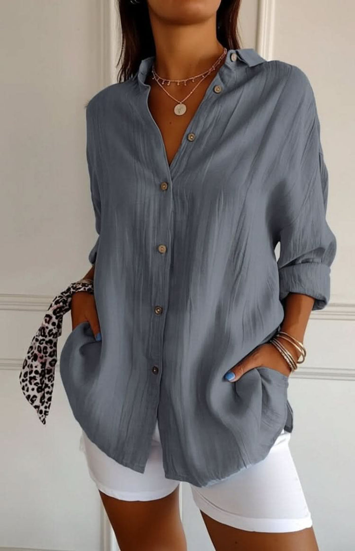 Elegant ladies long sleeve blouse, a professional and versatile top for modern women's fashion.