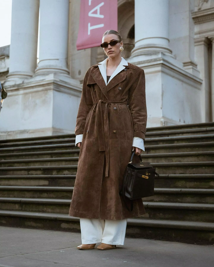 Women's elegant faux suede winter jacket, Sorina style, perfect for warm, chic fall fashion.