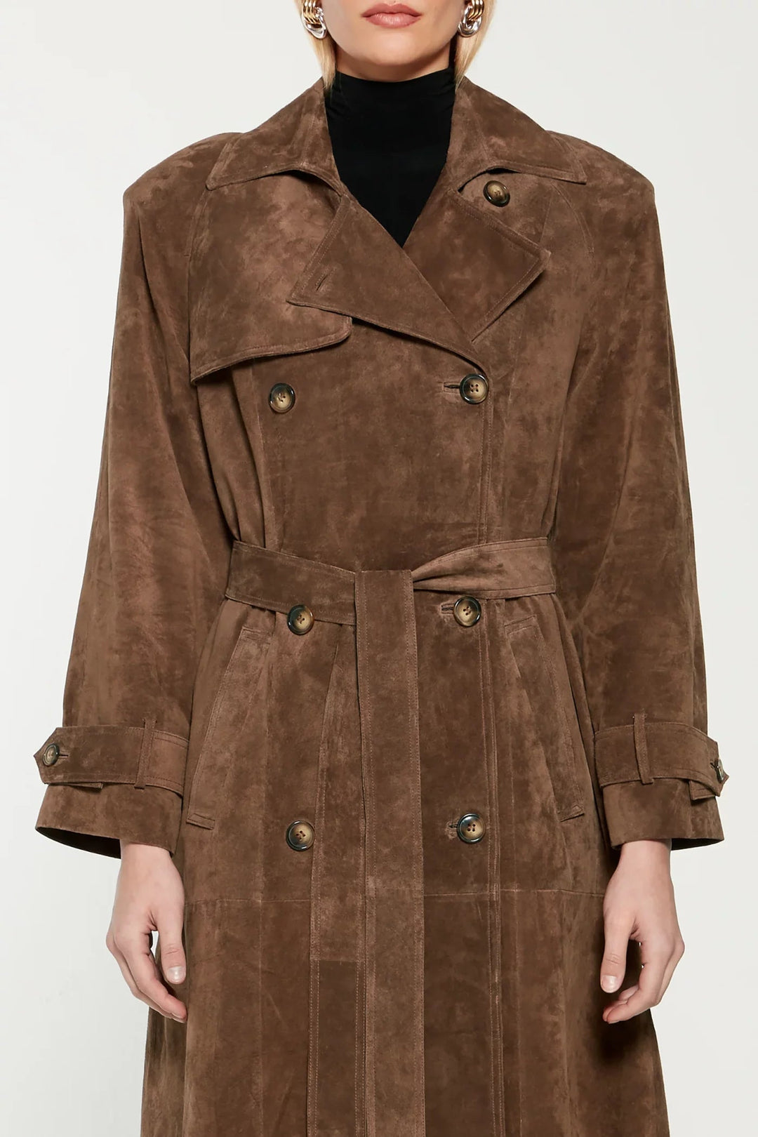 Faux suede women's warm winter jacket, elegant Sorina style, perfect for chic outerwear.