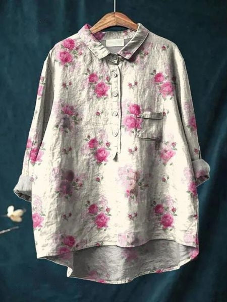 Fashion-forward floral top, women's elegant blouse for versatile wear.