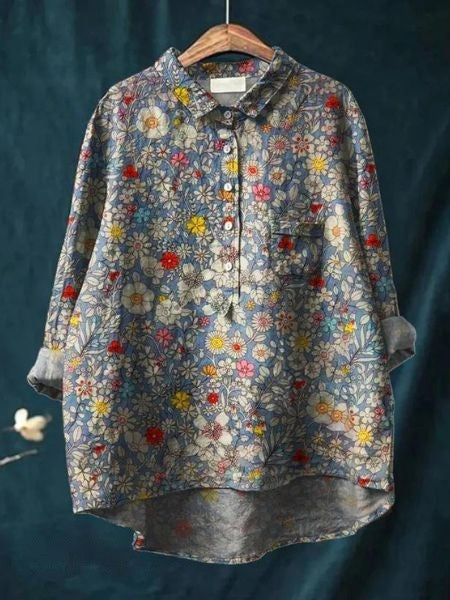 Fashionable floral blouse for women, a chic and versatile summer top.
