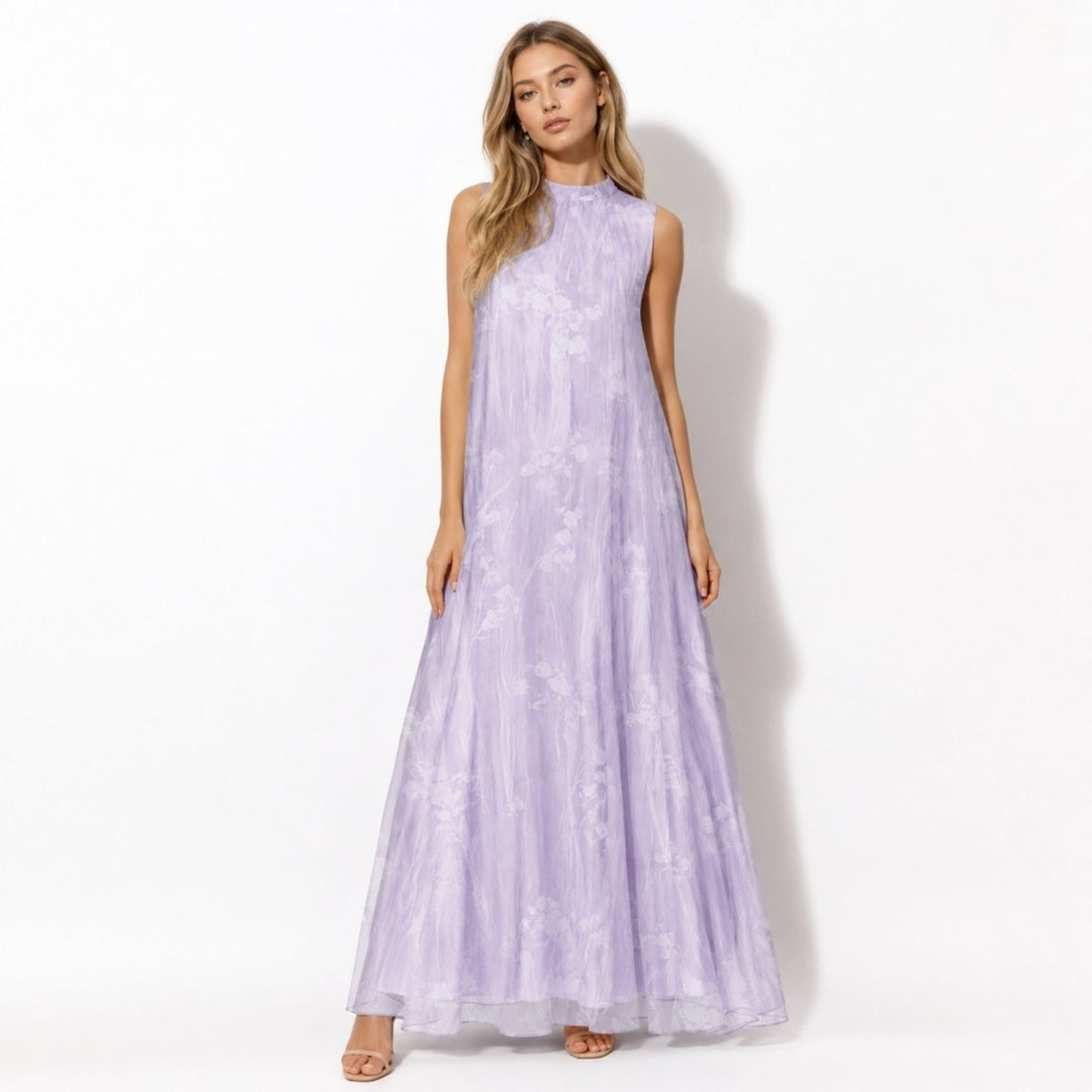 Women's elegant floral high neck maxi dress, perfect for wedding guests or formal special occasions.
