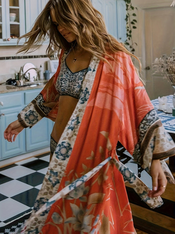 Comfortable & stylish women's floral kimono. Lightweight resortwear, perfect as a summer coverup.