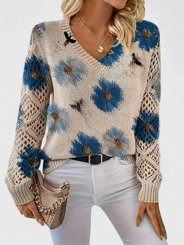 Women's everyday floral knit cardigan; offering effortless style and comfortable layering.