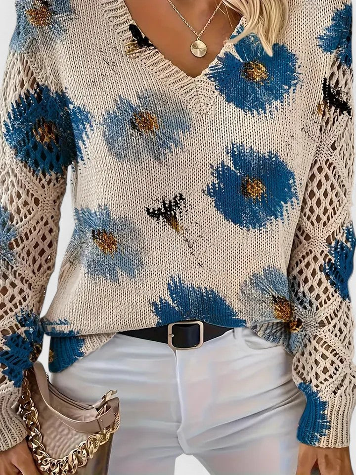 Versatile women's long sleeve floral knit cardigan; perfect for elegant casual & layered fashion.