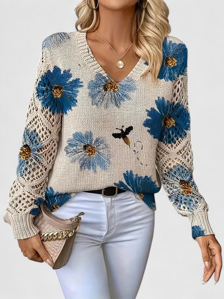 Casual yet elegant women's floral knit cardigan; essential for effortless everyday style.