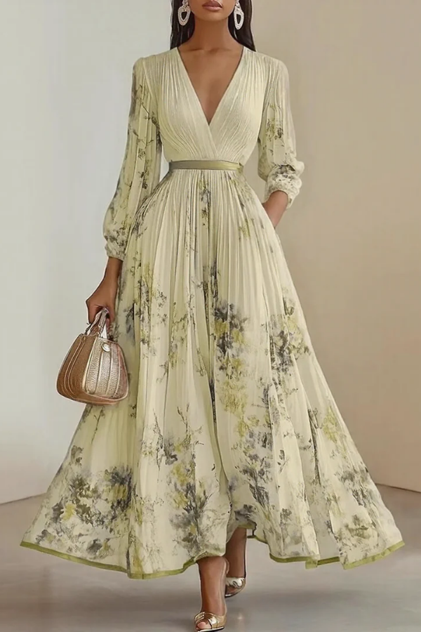 Chic women's floral print long sleeve maxi dress, a versatile and elegant option for any summer occasion.