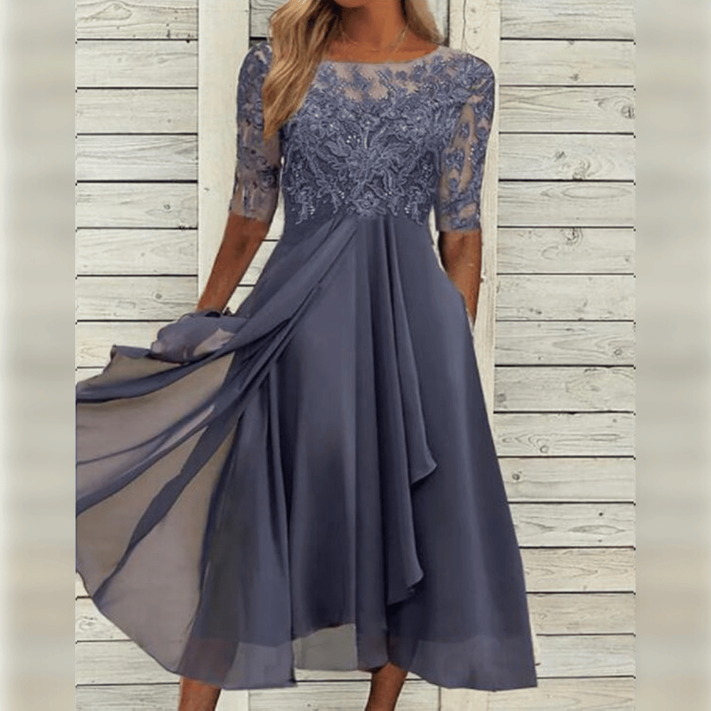 Beautiful flowing lilac dress for women, ideal for special events & elegant comfort.