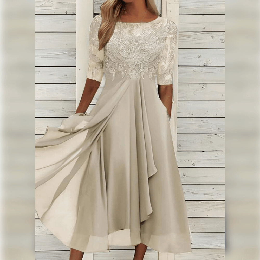 Graceful women's lilac fashion dress, offering elegant comfort and a flowing design for any special event.