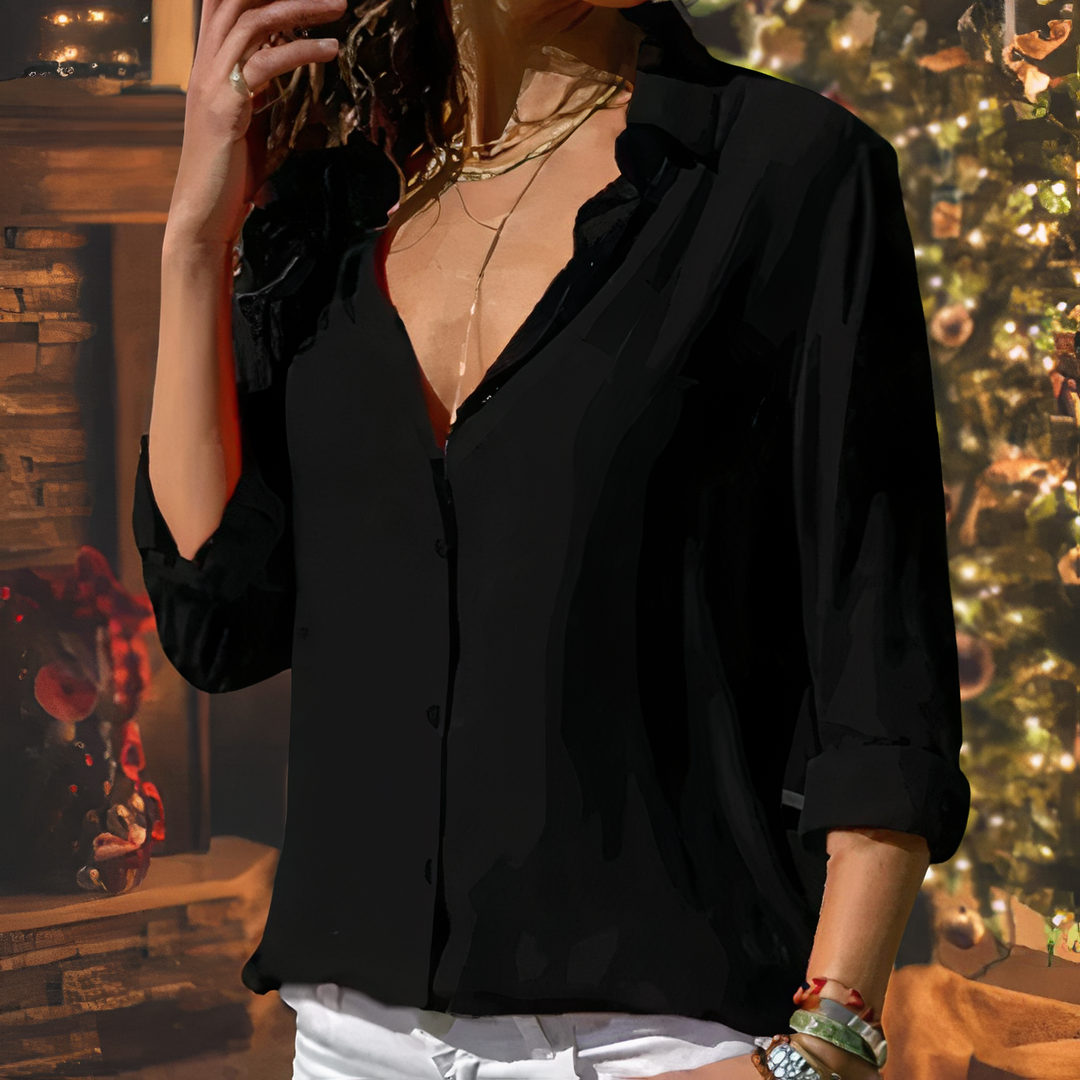 Versatile women's flowy chiffon blouse, an elegant top ideal for officewear, casual outings, and special events.