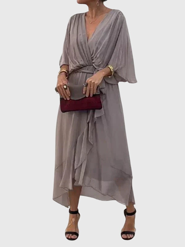 Chic women's flowy maxi dress, a versatile V-neck design for any elegant occasion.