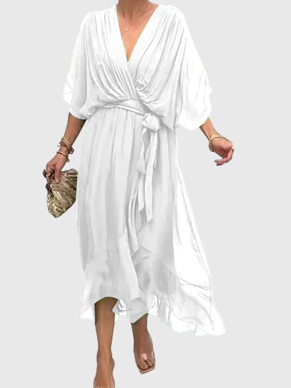 Elegant women's flowy maxi dress, comfortable and stylish for any summer party or event.