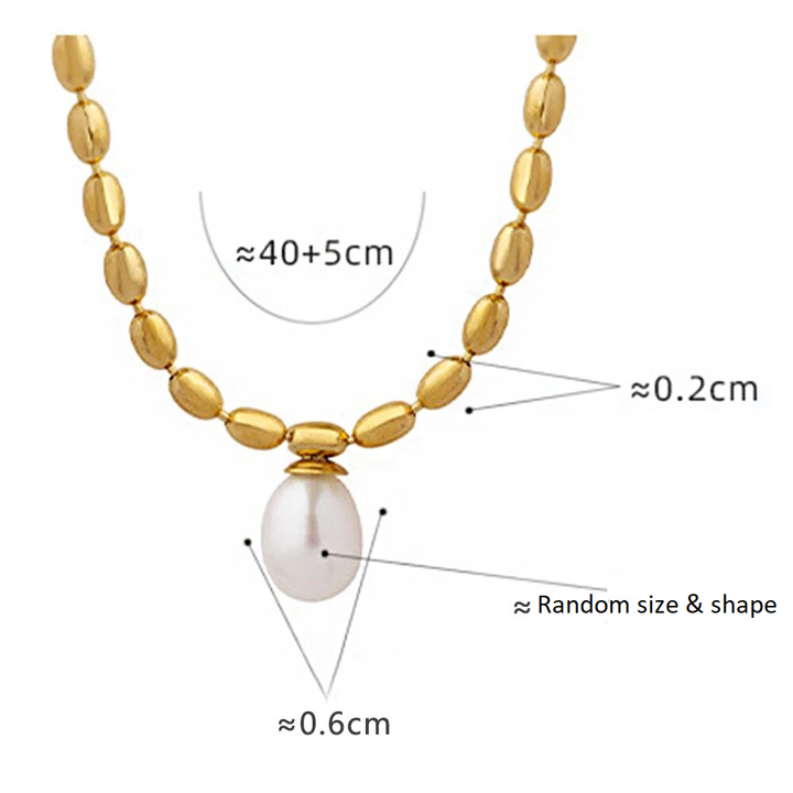 Women's gold pearl necklace with elegant beads. Classic fashion jewelry, a beautiful and versatile accessory.