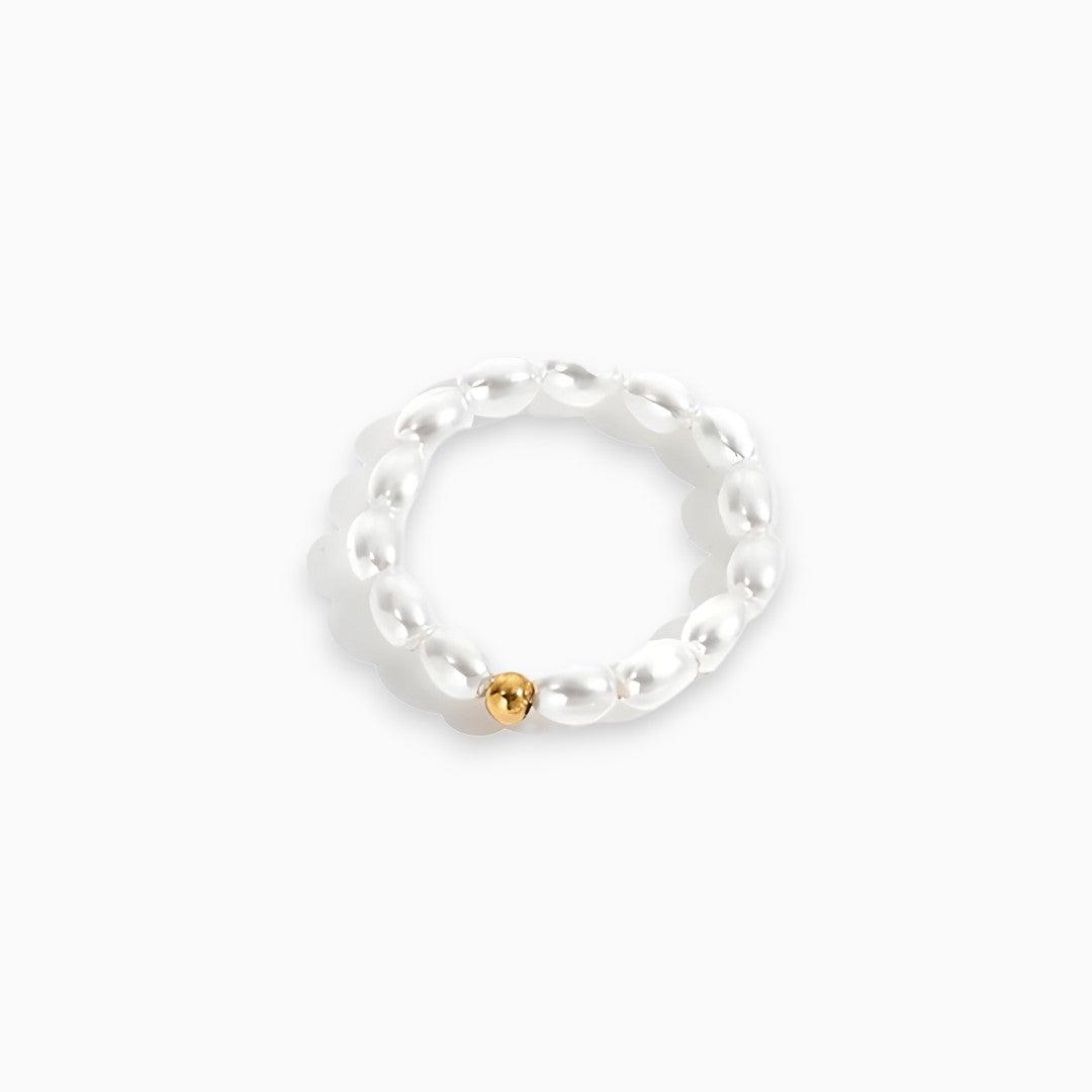 Women's elegant gold plated ring featuring a lustrous freshwater pearl. Perfect timeless jewelry accessory.