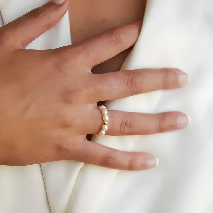 Classic women's gold plated ring with a beautiful freshwater pearl, ideal for everyday elegance or formal wear.