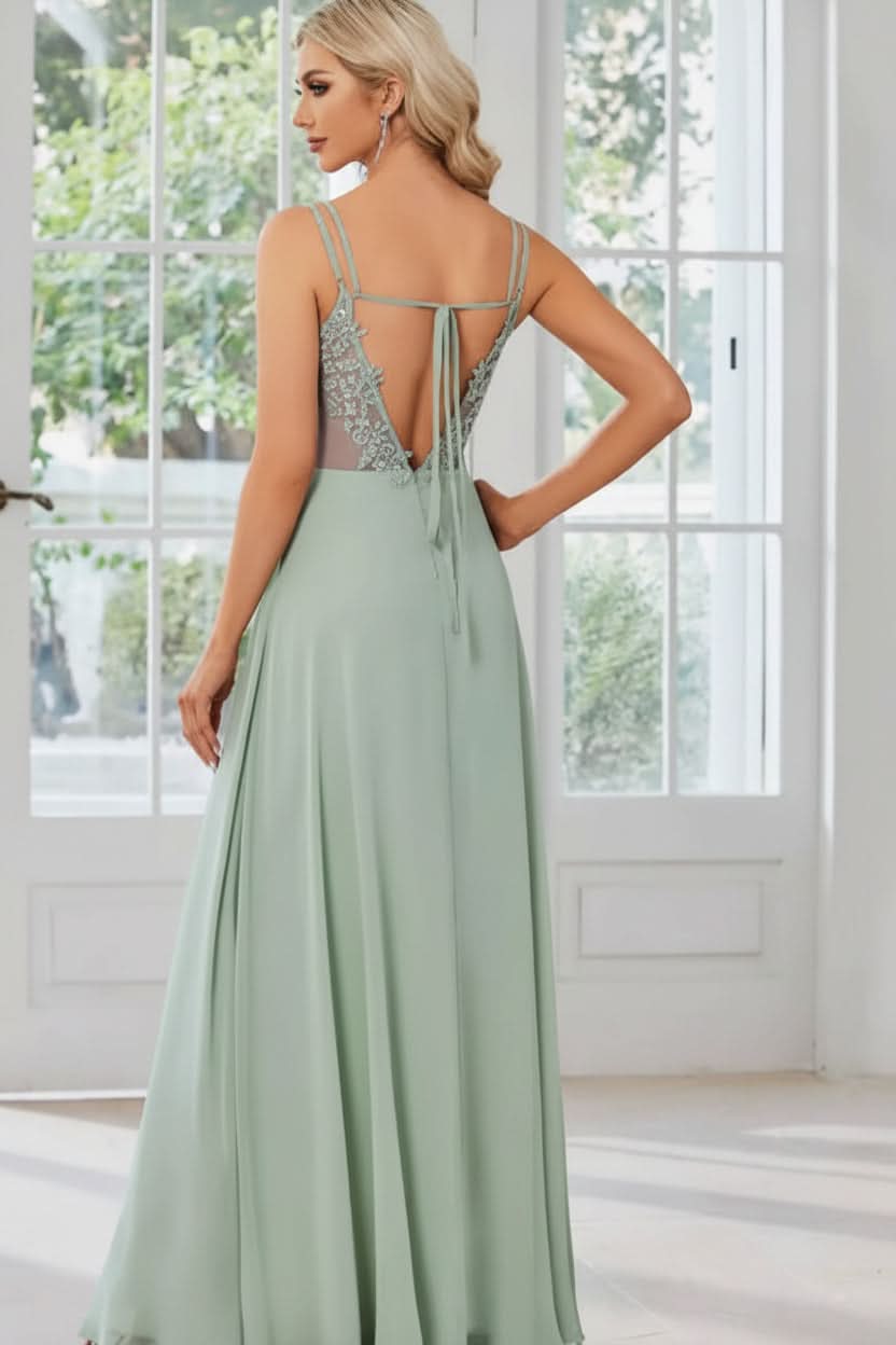 Back view: Stunning women's formal halter neck maxi dress. A-line evening gown with elegant keyhole detailing.