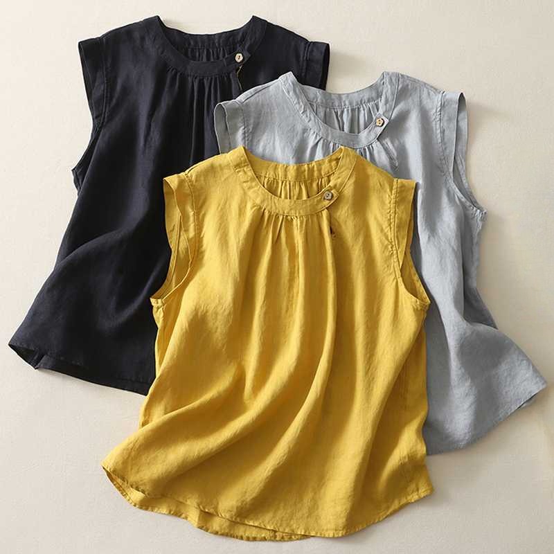 Comfortable & elegant women's pin-tuck high collar blouse. A chic and sophisticated shirt for versatile spring/summer style.