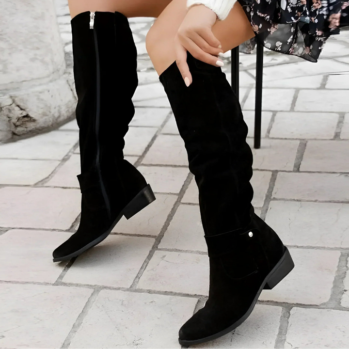 Sleek women's tall boots, elegant design & functional side zipper, perfect for stylish autumn/winter fashion.