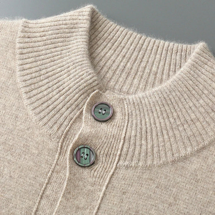 Neatly folded women's elegant knit cardigan, versatile long sleeve sweater for apparel display.