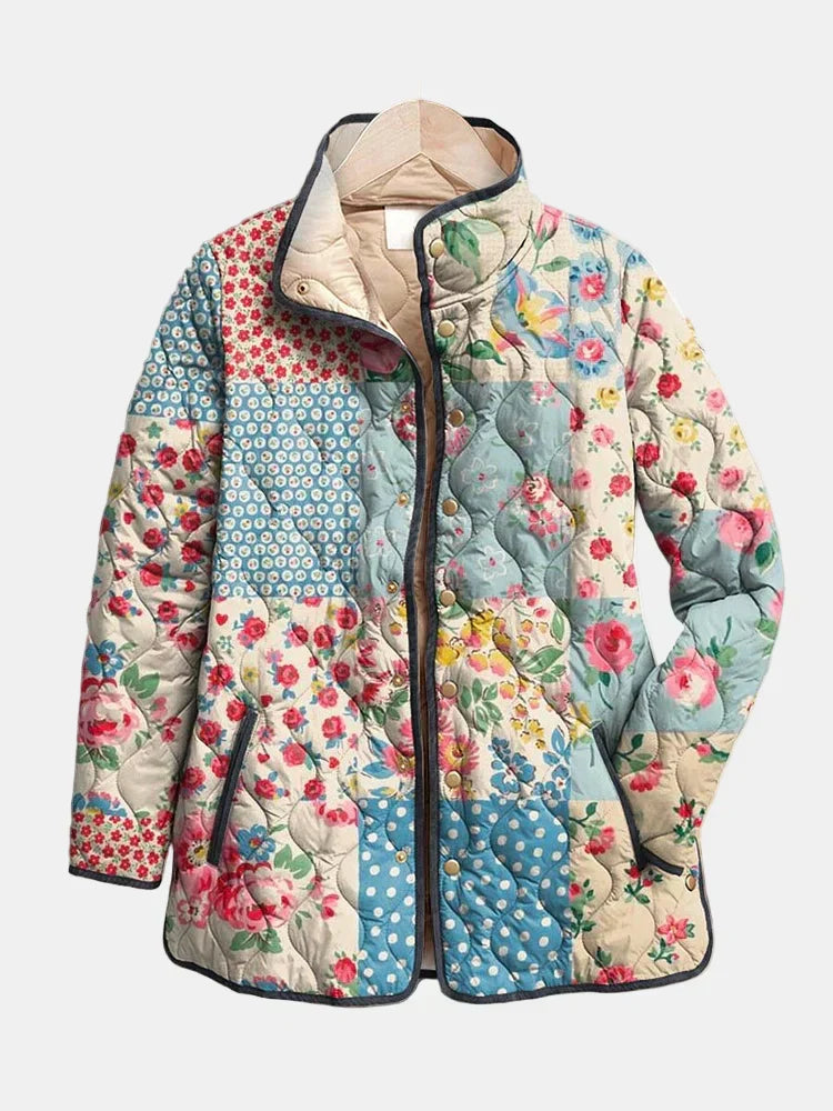 Women's elegant lightweight floral quilted jacket, perfect for spring & autumn outerwear