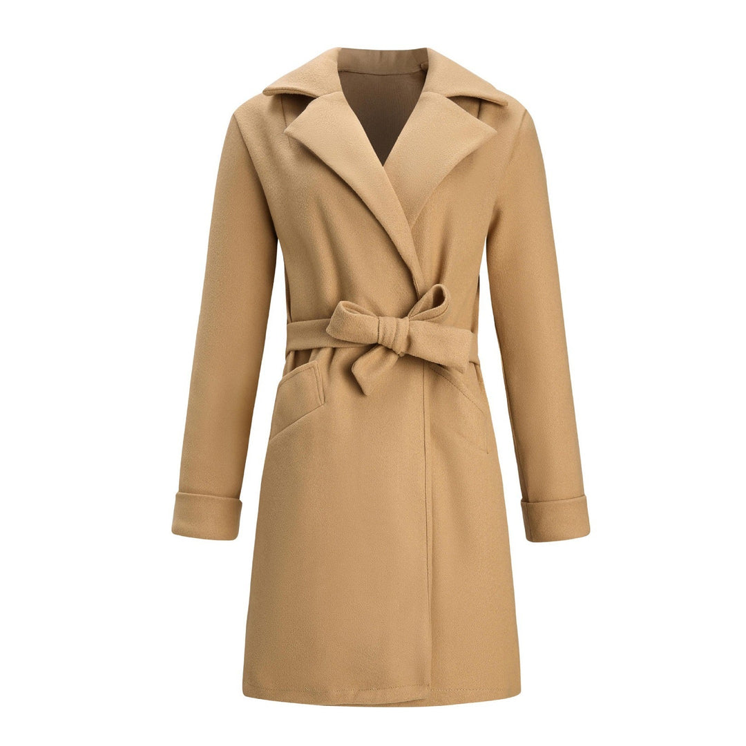 Wool-look long double-breasted coat, Elise style. Women's elegant winter outerwear for timeless fall fashion.