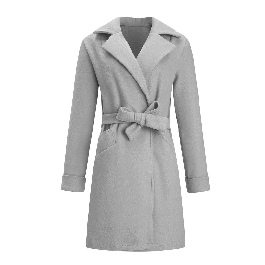 Women's double-breasted long winter coat. Elegant wool-look design, providing classic style & warmth.