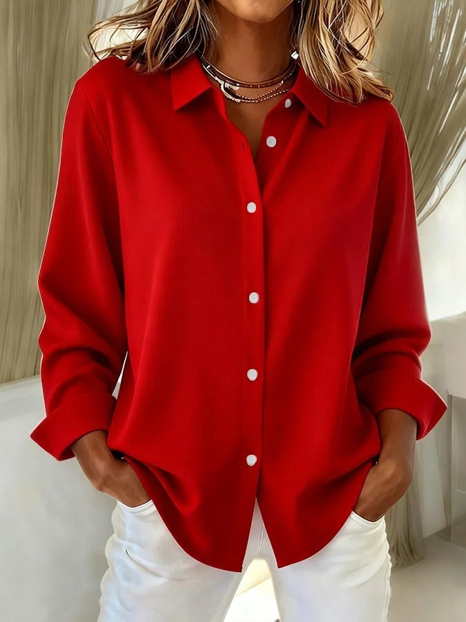 Timeless women's elegant blouse, a versatile long-sleeve top for classic office attire or sophisticated casual wear.