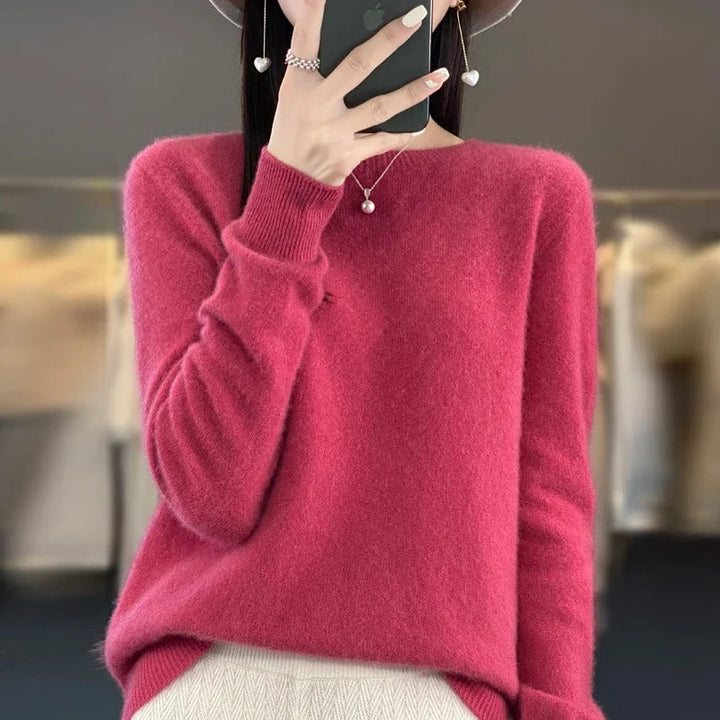 Versatile women's long sleeve knit sweater, perfect elegant top for fall & winter outfits.