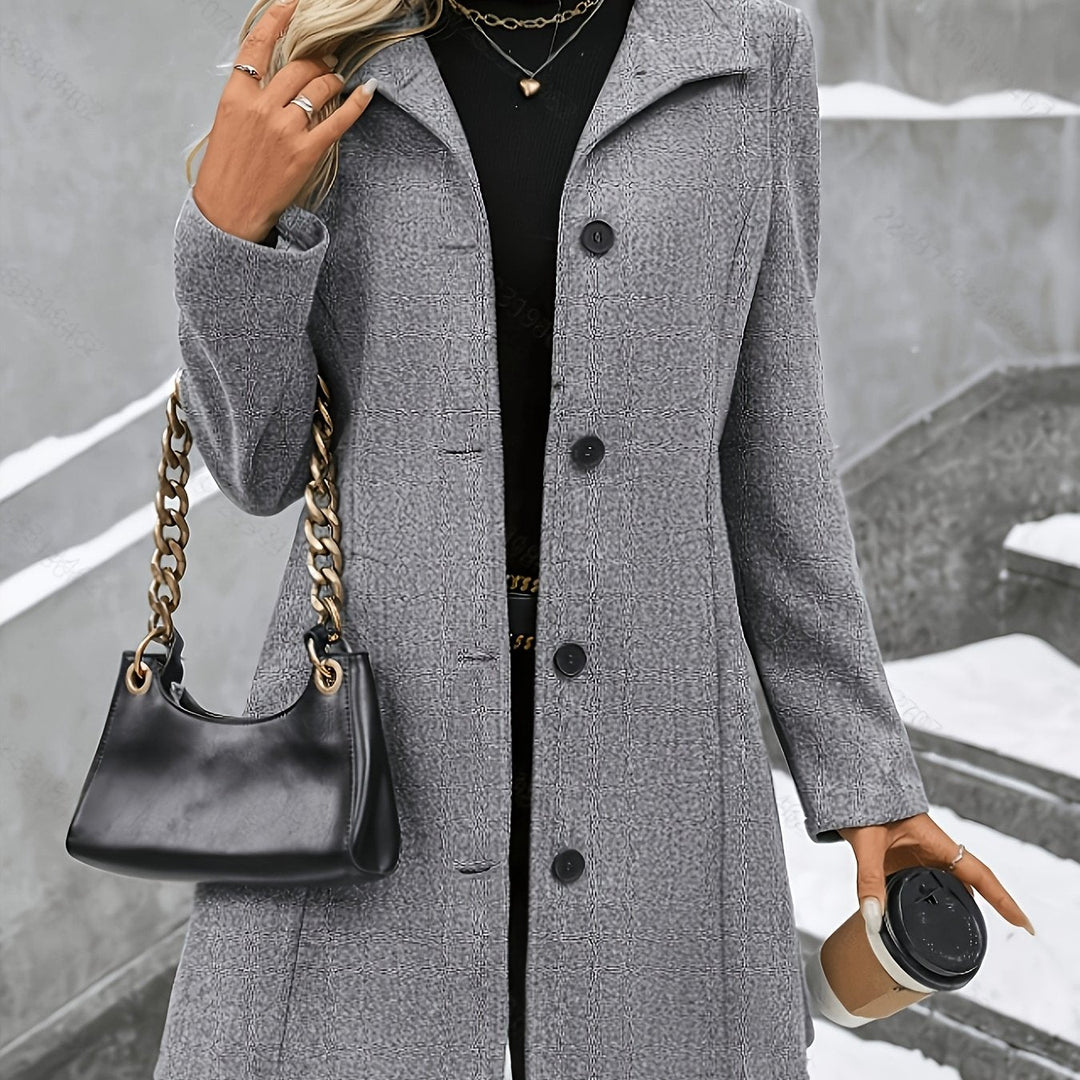Stylish women's longline coat, featuring an elegant notch collar design. Versatile for fall & winter.