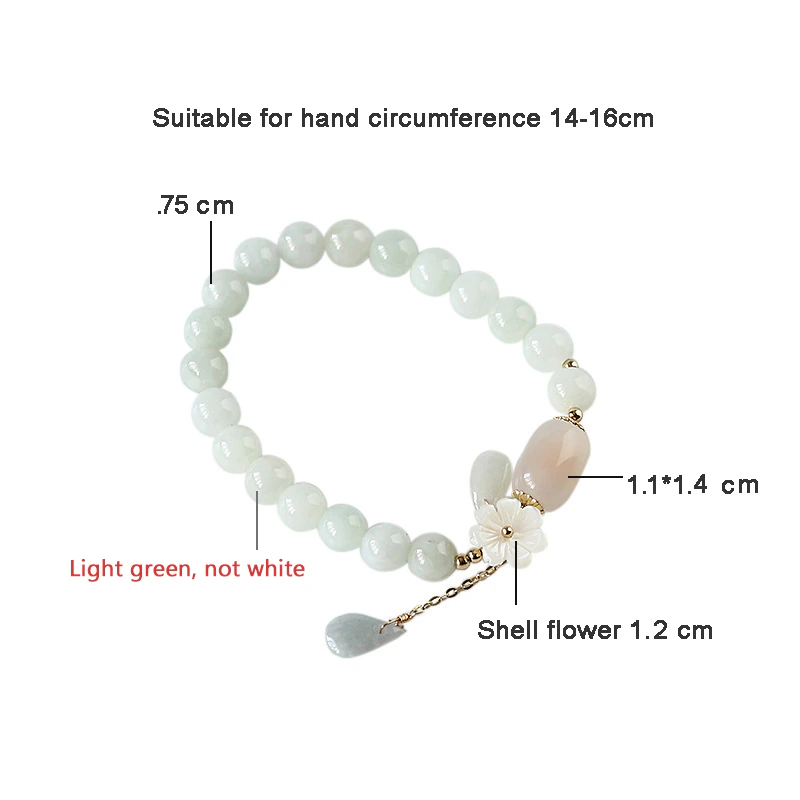 Elegant women's natural jade and agate bracelet with subtle silver-tone accents. Chic handmade jewelry.