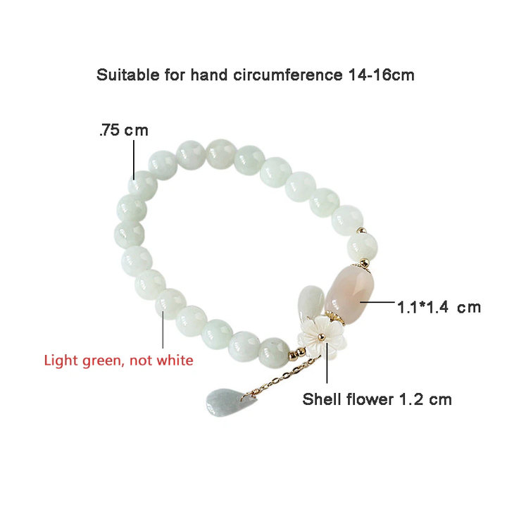 Elegant women's natural jade and agate bracelet with subtle silver-tone accents. Chic handmade jewelry.