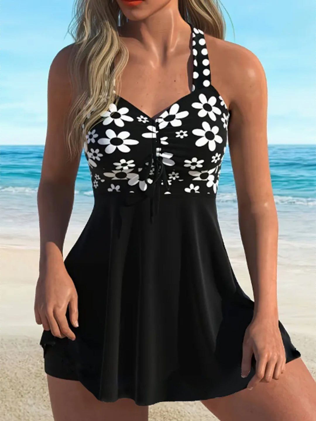 Chic women's paisley halter maxi dress. Flowing design, perfect for summer beach & resort elegant wear.