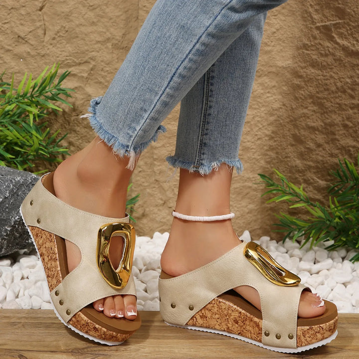 Elegant women's platform wedges, providing chic summer style and all-day comfort.