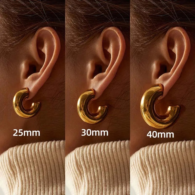 Unique gold & silver sculptural hoop earrings. Polished women's jewelry, perfect elegant accessory.