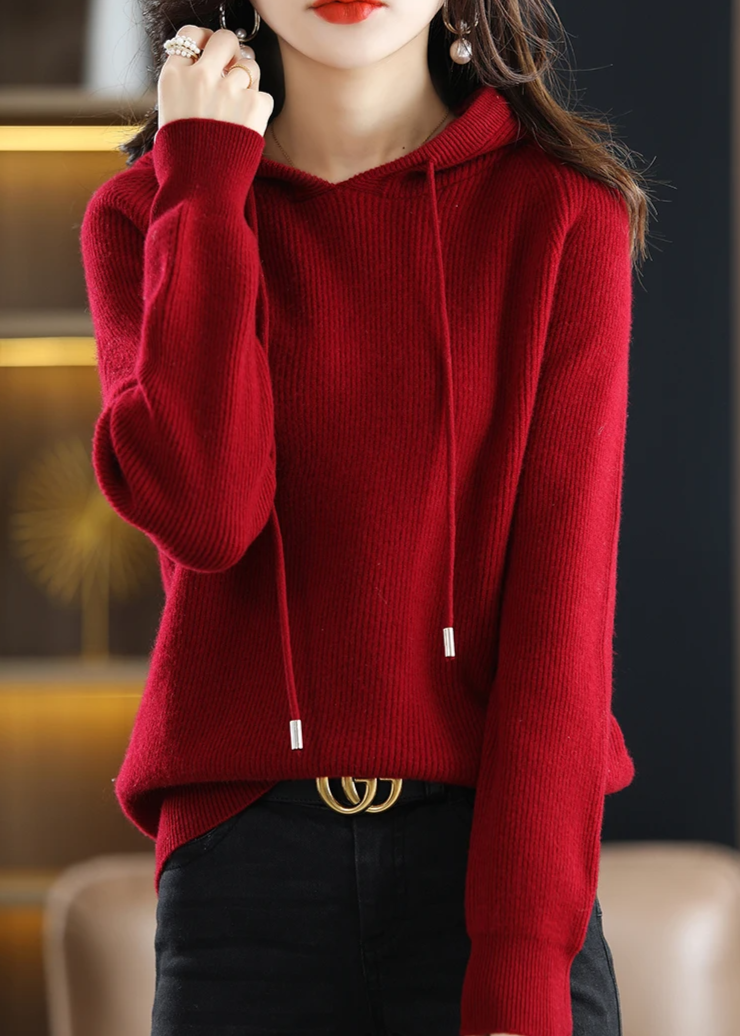 Relaxed fit women's ribbed knit pullover, cozy hoodie, perfect for casual fall style.