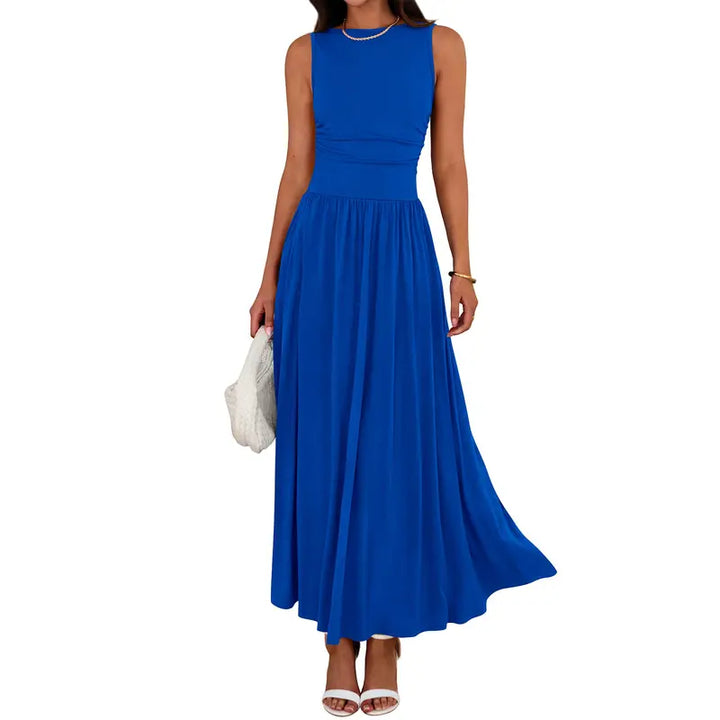 Flattering women's casual maxi dress with elegant ruching. Perfect for summer comfort & evening style.