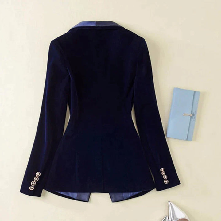 Ladies' elegant satin lapel tuxedo jacket, ideal for evening events, parties & sophisticated outerwear.