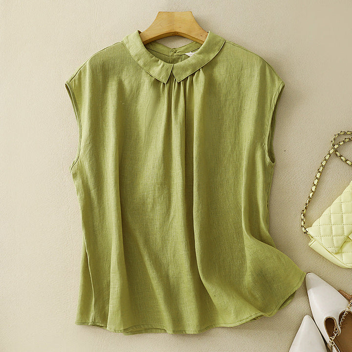 Comfortable women's elegant sculpted collar shirt, perfect for everyday casual or dressed-up occasions.