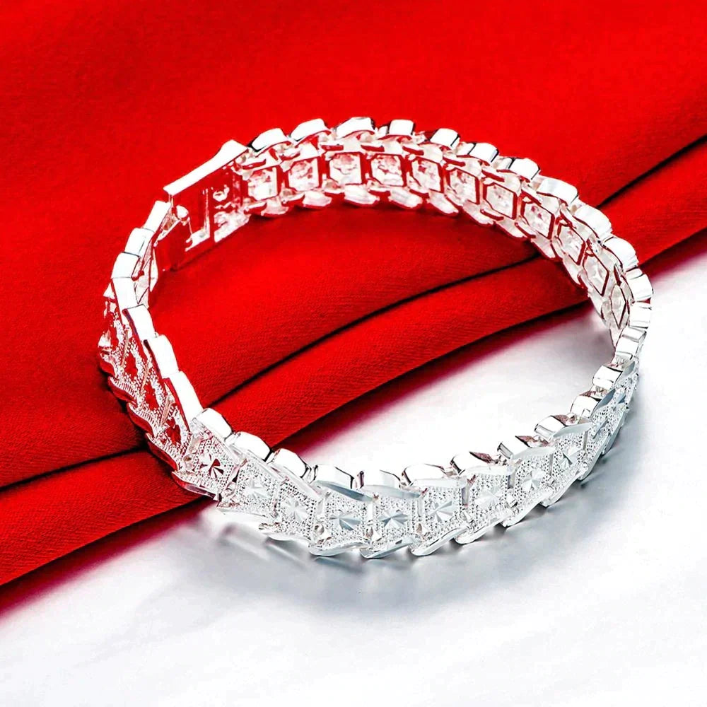 Close-up of a brilliant women's elegant rhinestone bracelet, showcasing its intricate design and sparkle.