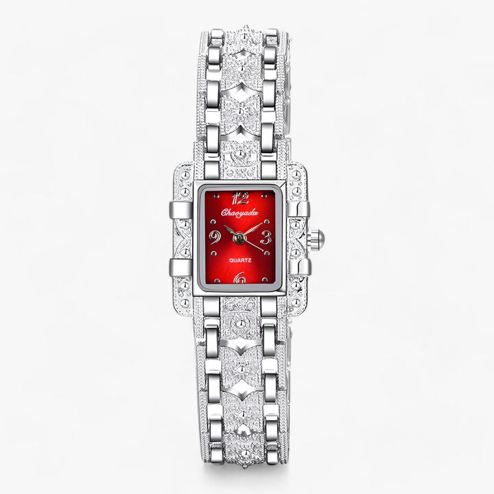Fashionable women's rectangular dress watch with crystal accents, an elegant gift for her.