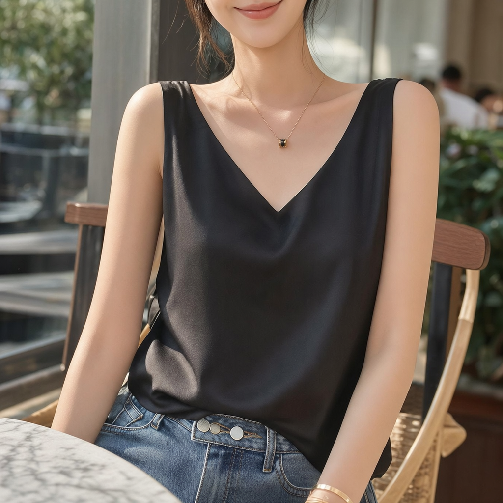 Versatile women's sleeveless tank top for casual wear, relaxed fit for city fashion.