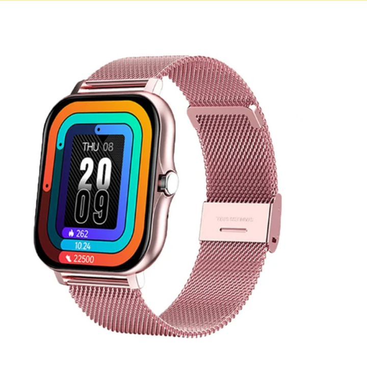 Black women's smartwatch, versatile & elegant. A sleek activity tracker and health monitoring wearable tech.