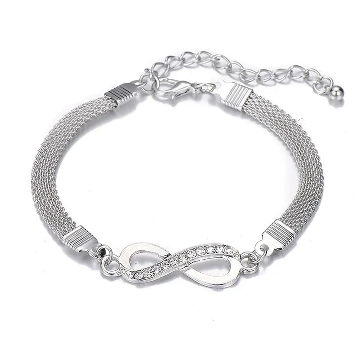Women's elegant sterling silver infinity bracelet, a timeless jewelry accessory.