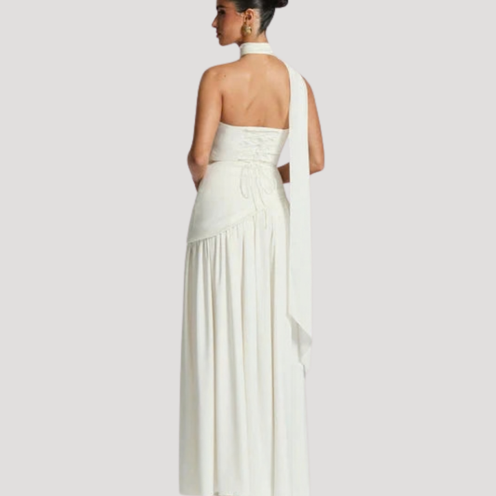 Women's strapless pleated maxi dress, a chic formal party dress for any sophisticated event.