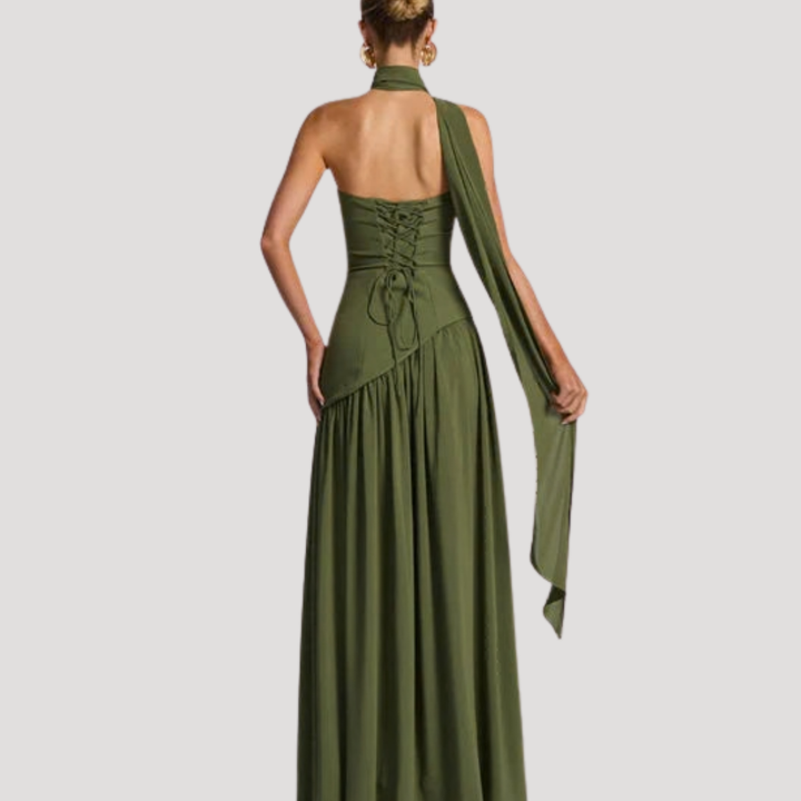 Sophisticated women's strapless pleated formal dress, ideal for proms & black tie.