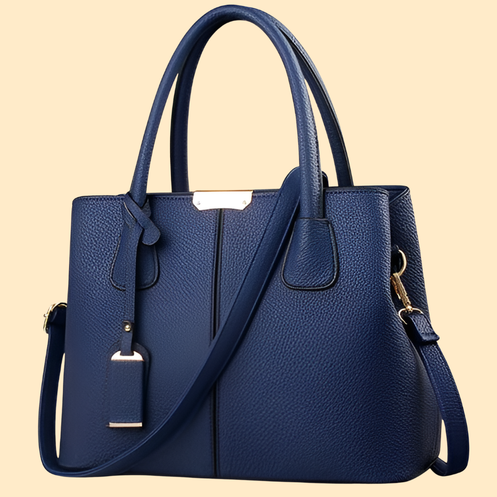 Chic black structured handbag. This elegant satchel purse is a stylish accessory for modern women.